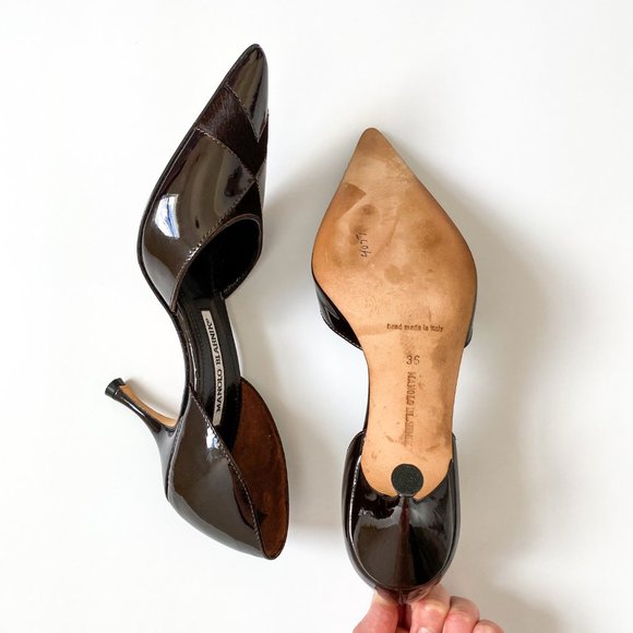 Manolo Blahnik Black Patent D'Orsay Pumps Size 36 - Picture 9 of 14